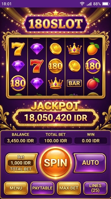 Screenshot 180slot menampilkan antarmuka yang intuitif dan mudah digunakan.
